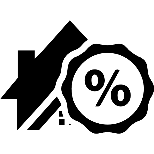 símbolo de porcentaje en una casa para negocios inmobiliarios icono gratis