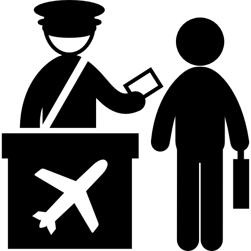 personas en un aeropuerto icono gratis