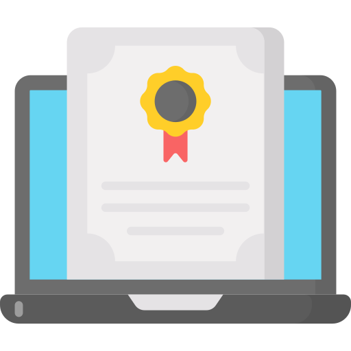 certificado en línea icono gratis
