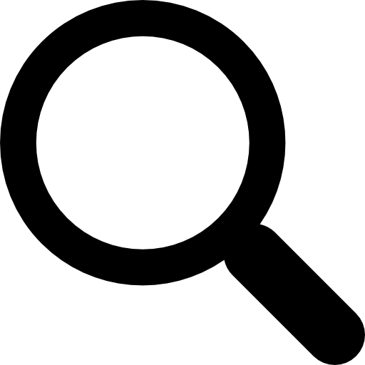 Simple small magnifying glass icon. Black, flat icon. Isolated on white  Stock Vector