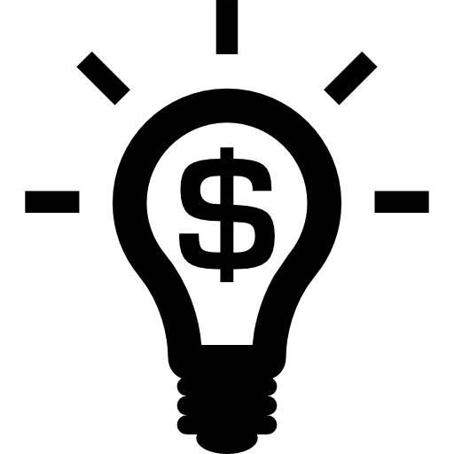 ampoule avec symbole de signe dollar d'idée commerciale Icône gratuit