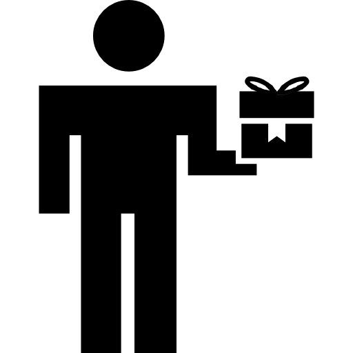 Person giving a giftbox Free Icon