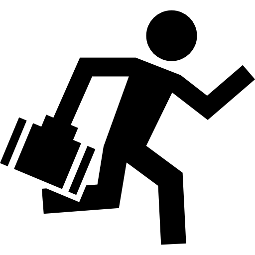 travailleur en cours d'exécution avec valise Icône gratuit