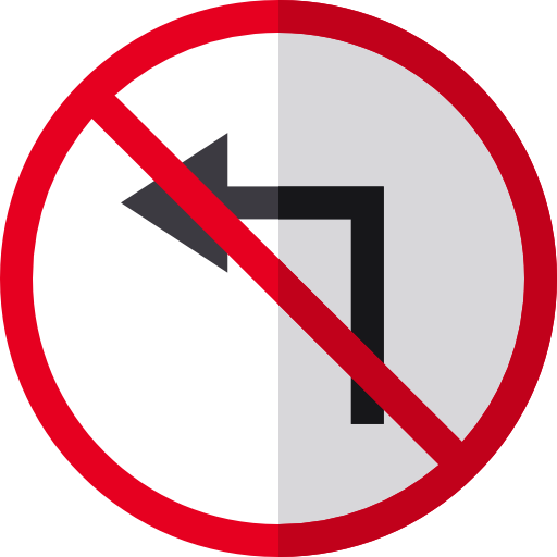 Turn left Basic Straight Flat icon