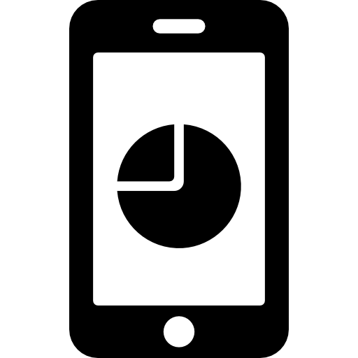 gráfico circular de análisis móvil en pantalla. icono gratis
