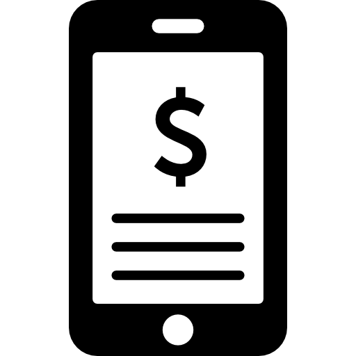 signo de dólar en la pantalla del teléfono icono gratis