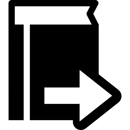 símbolo de libro con flecha derecha icono gratis