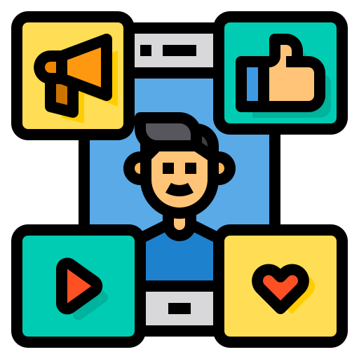 medios de comunicación social icono gratis
