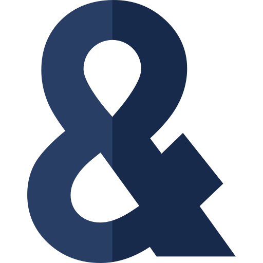 ampersand symbol in blue on transparent background Stock Photo