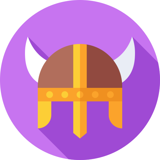 Viking Helmet Flat Circular Flat Icon