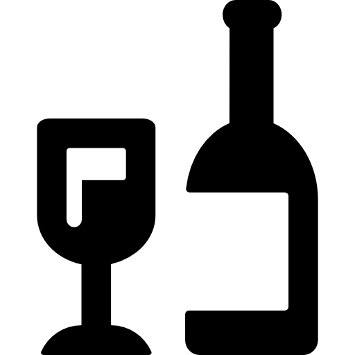 copa y botella de vino icono gratis