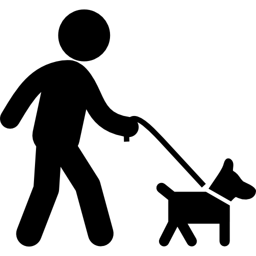 perro con cinturón caminando con un hombre icono gratis