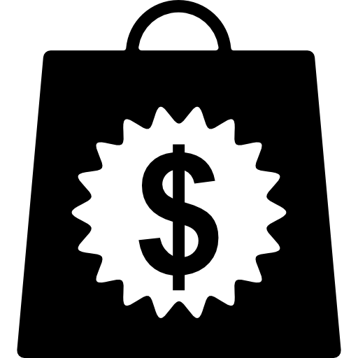 bolsa de compras con signo de dinero de dólares icono gratis