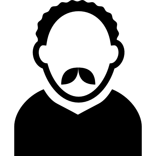 Adult man avatar with short curly hair and mustache free icon