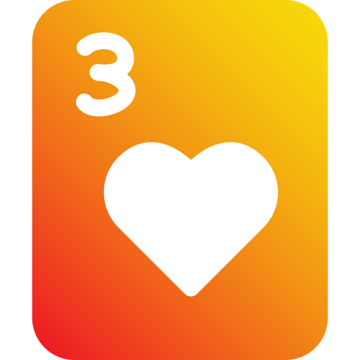 tres de corazones icono gratis