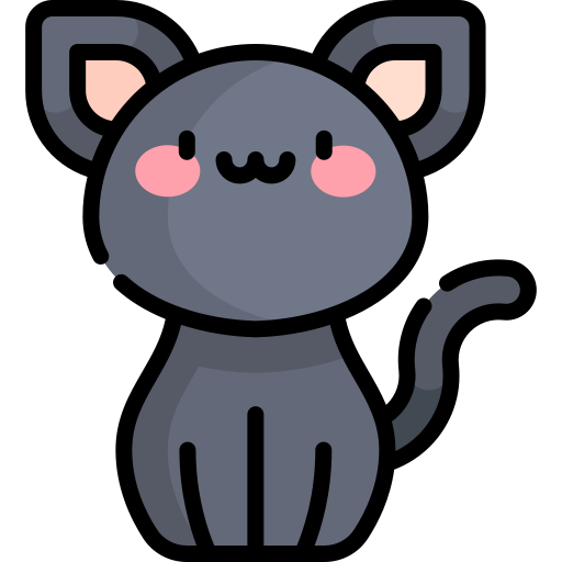 Black cat Kawaii Lineal color icon