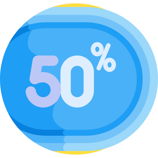 50 por ciento icono gratis