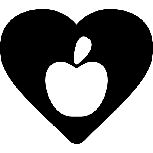 Apple in a heart - Free food icons