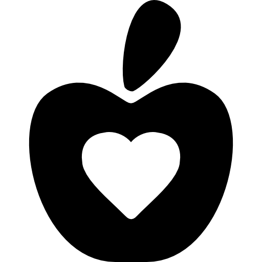 símbolo de comida saludable de una manzana con corazón icono gratis