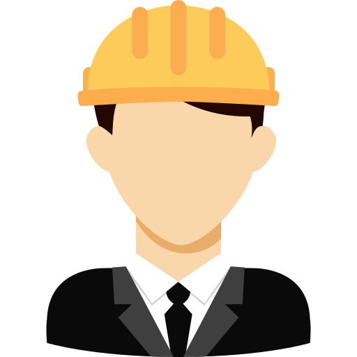 Engineer Avatar, Architect in Helmet Thin Line Flat Color Icon