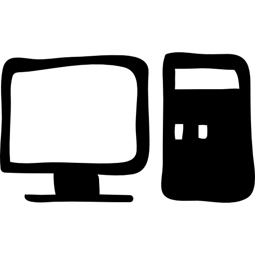 computadora y monitor herramientas dibujadas a mano. icono gratis