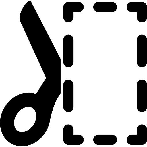 tijeras cortando una forma rectangular de línea discontinua icono gratis