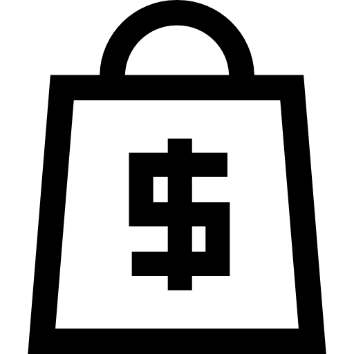 bolsa de compras con signo de dólar icono gratis