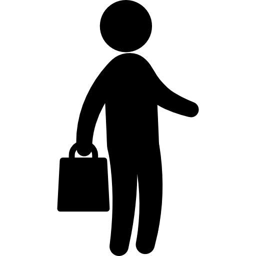 Businessman with handbag standing silhouette - Free people icons
