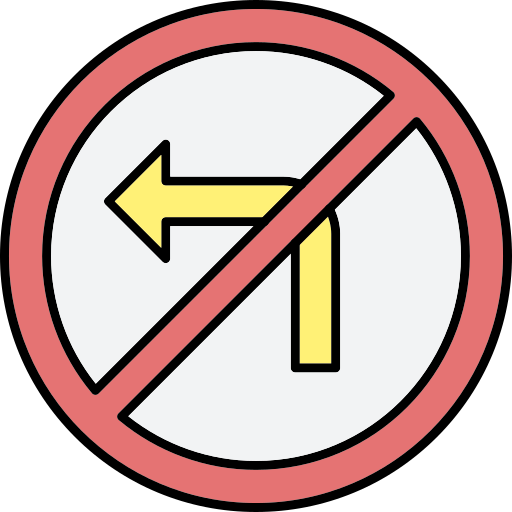 No turn left Generic Thin Outline Color icon