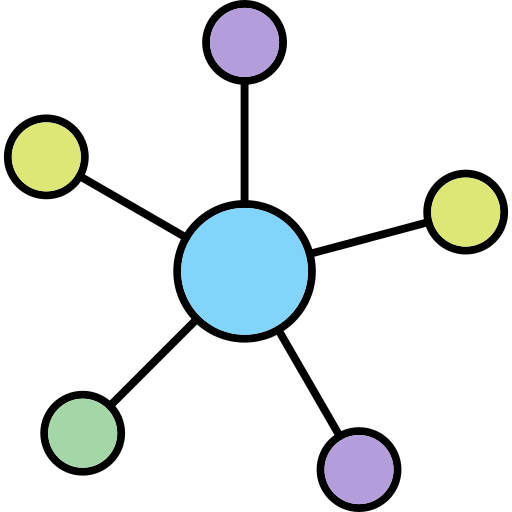 Molecule Generic Thin Outline Color Icon