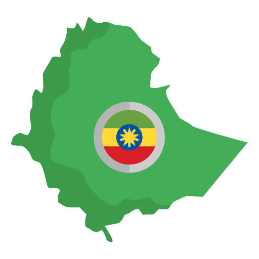 Ethiopia flag in different shape on transparent background PNG