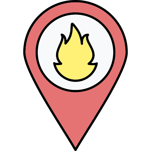 lugar del incendio icono gratis