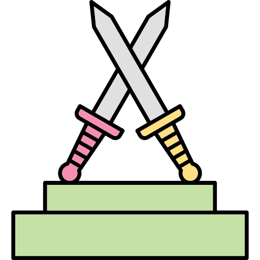 Sword Generic Thin Outline Color Icon