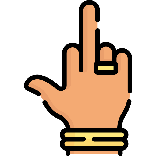 Middle finger and thumb extended - Free gestures icons