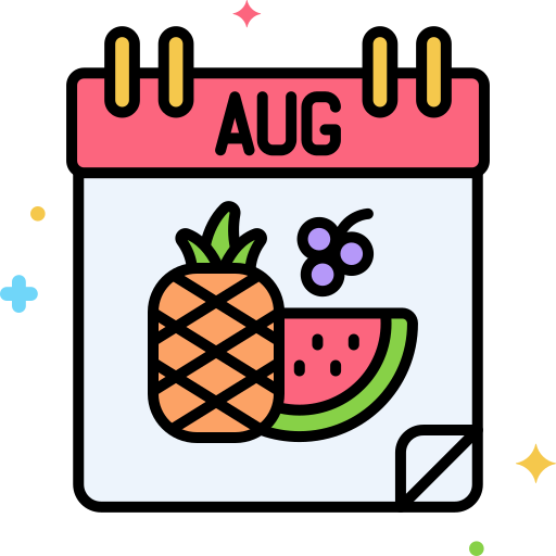 August Free time and date icons