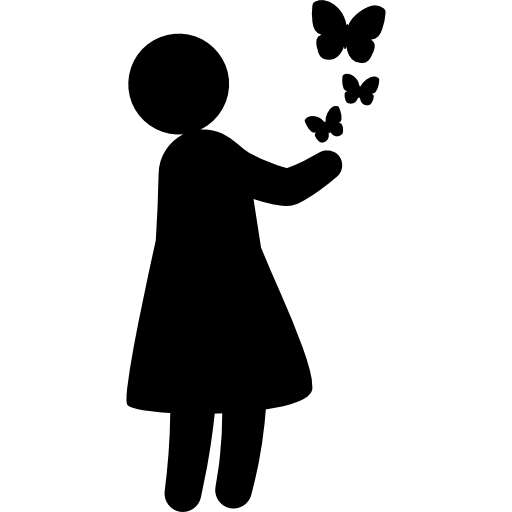 niña con mariposas icono gratis