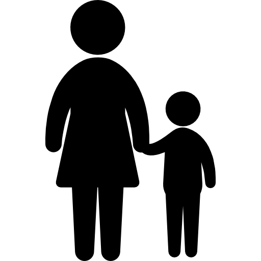 mother and son silhouette holding hands