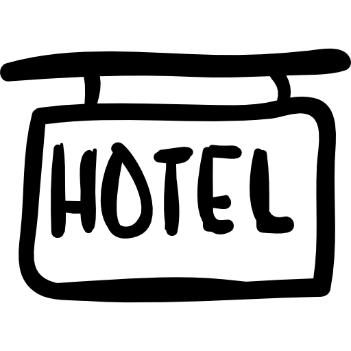 hotel señal rectangular dibujada a mano. icono gratis