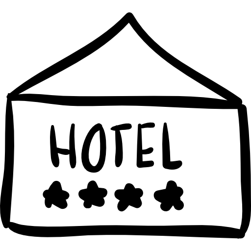 hotel cuatro estrellas contorno dibujado a mano señal rectangular icono gratis