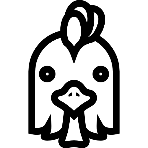 vista frontal de la cabeza de gallo con el contorno de la cresta icono gratis