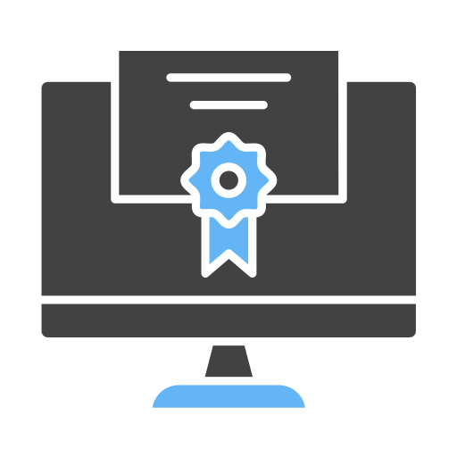 certificado en línea icono gratis