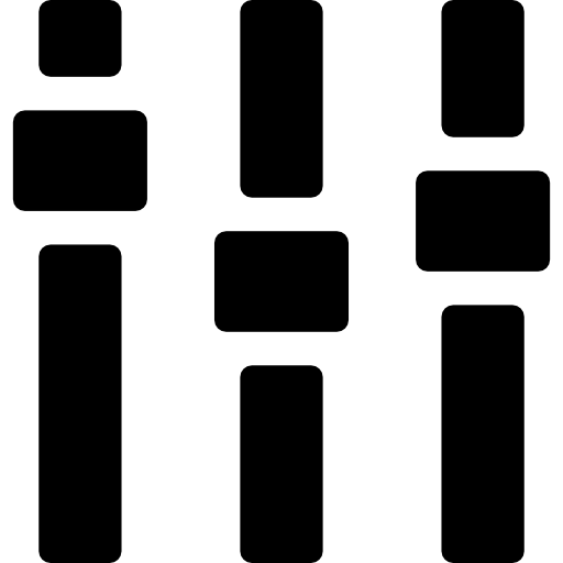 consola de ecualizador con tres interruptores en diferentes niveles icono gratis