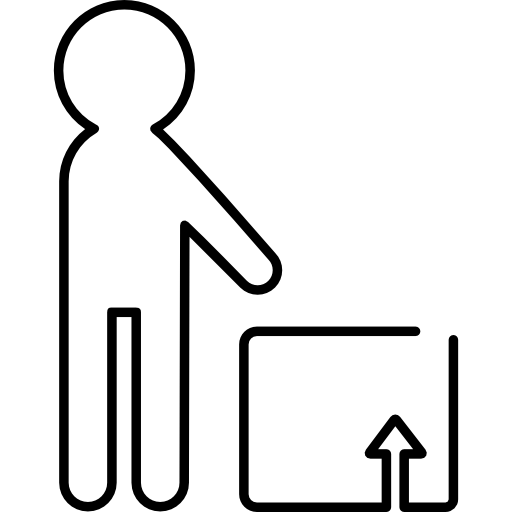 caixa de logística e contornos de uma pessoa grátis ícone