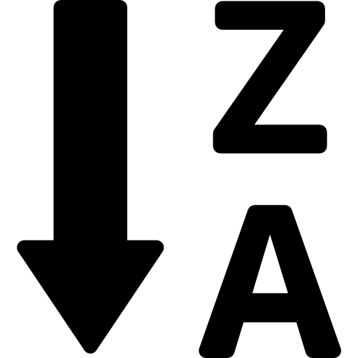 ordenar alfabéticamente de la z a la a icono gratis