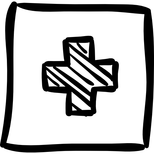 Аптека крест набросал знак в квадратную кнопку бесплатно иконка