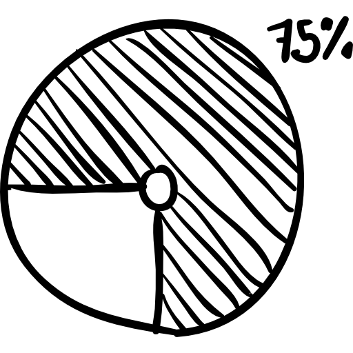 boceto circular de carga del cargador con un 75 por ciento completado icono gratis