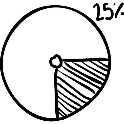 gráfico circular con rayas del 25 por ciento icono gratis