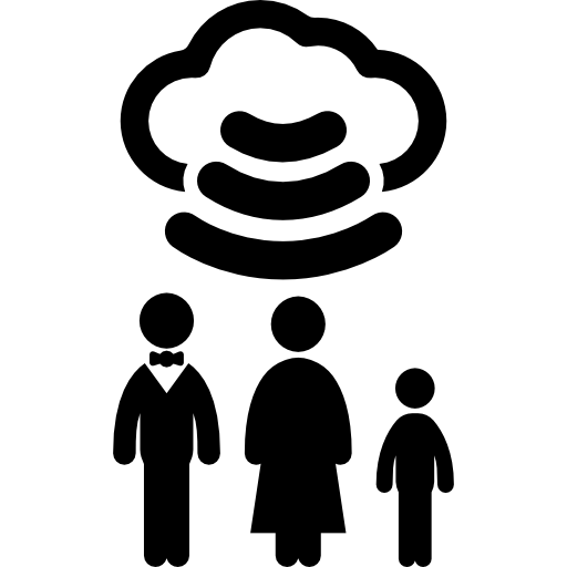 familia conectada con wifi a la nube de internet icono gratis