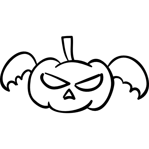 cabeza de calabaza de halloween con alas icono gratis