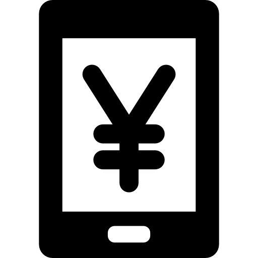 moneda yen en la pantalla de la tableta icono gratis